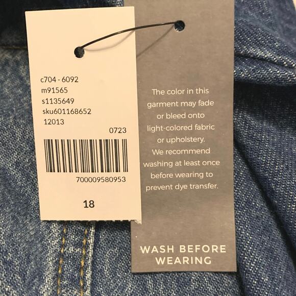 Lane Bryant NWT Womens Blue Denim Belted Trucker Jean Jacket Long Plus Size 18 - Picture 7 of 16